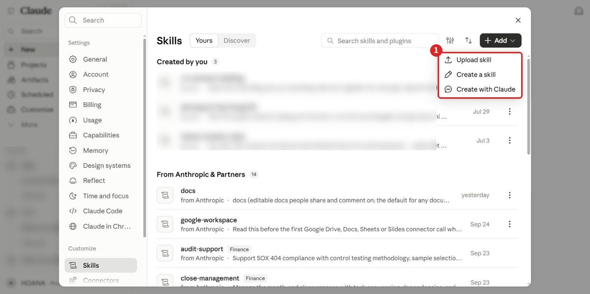 Tải skill có sẵn lên Claude chỉ trong vài cú bấm
